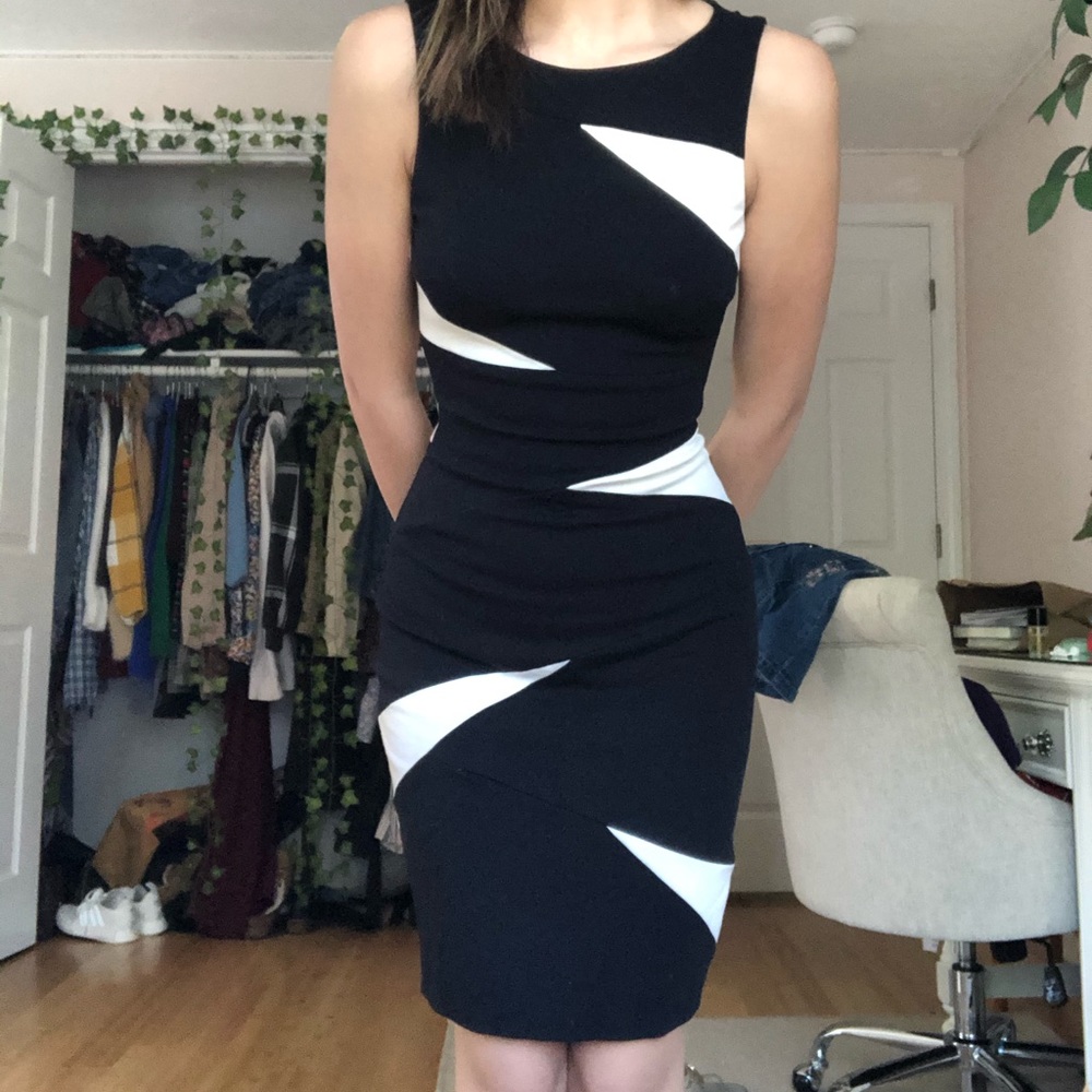 black & white bodycon dress